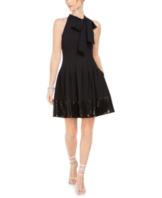 Vince Camuto Sequined-Hem Fit & Flare Dress - Macy's