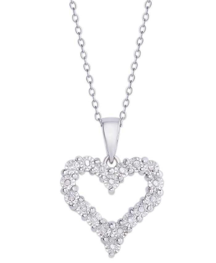 Macy's Diamond 1/10 ct. t.w. Heart Miracle Plate Pendant Necklace in ...