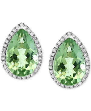 image of Effy Green Amethyst (5-7/8 ct. t.w.) & Diamond (1/3 ct. t.w.) Stud Earrings in 14k White Gold