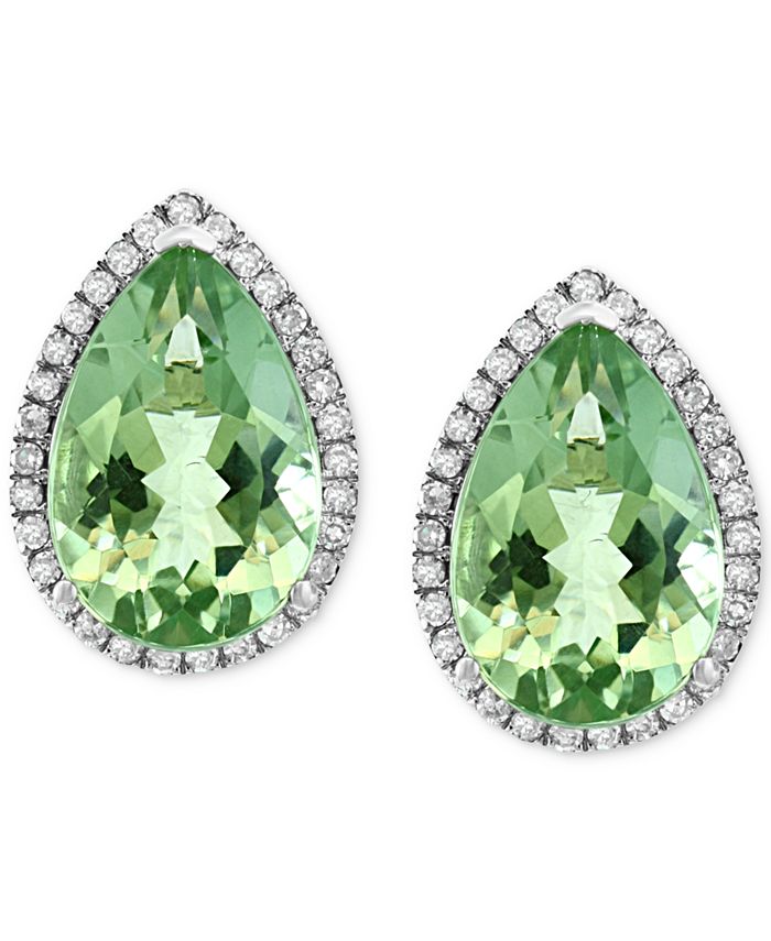 EFFY Collection - Green Amethyst (5-7/8 ct. t.w.) & Diamond (1/3 ct. t.w.) Stud Earrings in 14k White Gold