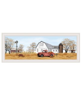 Autumn on Farm by Billy Jacobs, Ready to hang Framed Print, White Frame, 39" x 15"