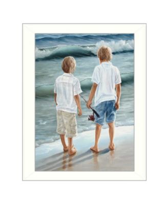 Going Fishing By Georgia Janisse, Printed Wall Art, Ready to hang, White Frame, 18" x 14"