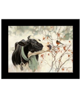 The Winter Robin by Bonnie Mohr, Ready to hang Framed Print, Black Frame, 19" x 15"