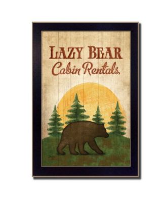 Lazy Bear By Mollie B., Printed Wall Art, Ready to hang, Black Frame, 10" x 14"