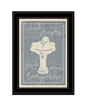 Trendy Decor 4u Wash Your Hands By Misty Michelle, Ready To Hang Framed Print, Black Frame, 15" X 21" In Multi