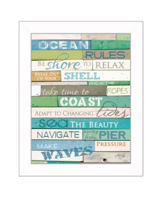 Ocean Rules By Marla Rae, Printed Wall Art, Ready to hang, White Frame, 14" x 18"