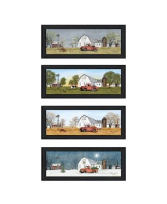 Billy Jacobs Four Seasons Collection V 4-Piece Vignette, Black Frame, 27" x 11"