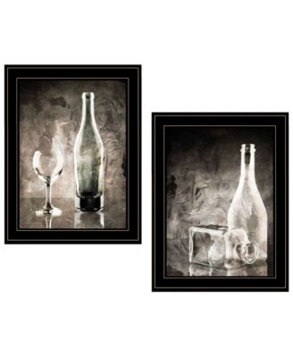Moody Gray Glassware Still Life 2-Piece Vignette by Bluebird Barn, Black Frame, 15" x 19"