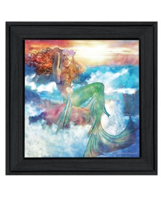 Sunset Mermaid by Bluebird Barn, Ready to hang Framed Print, Black Frame, 15" x 15"