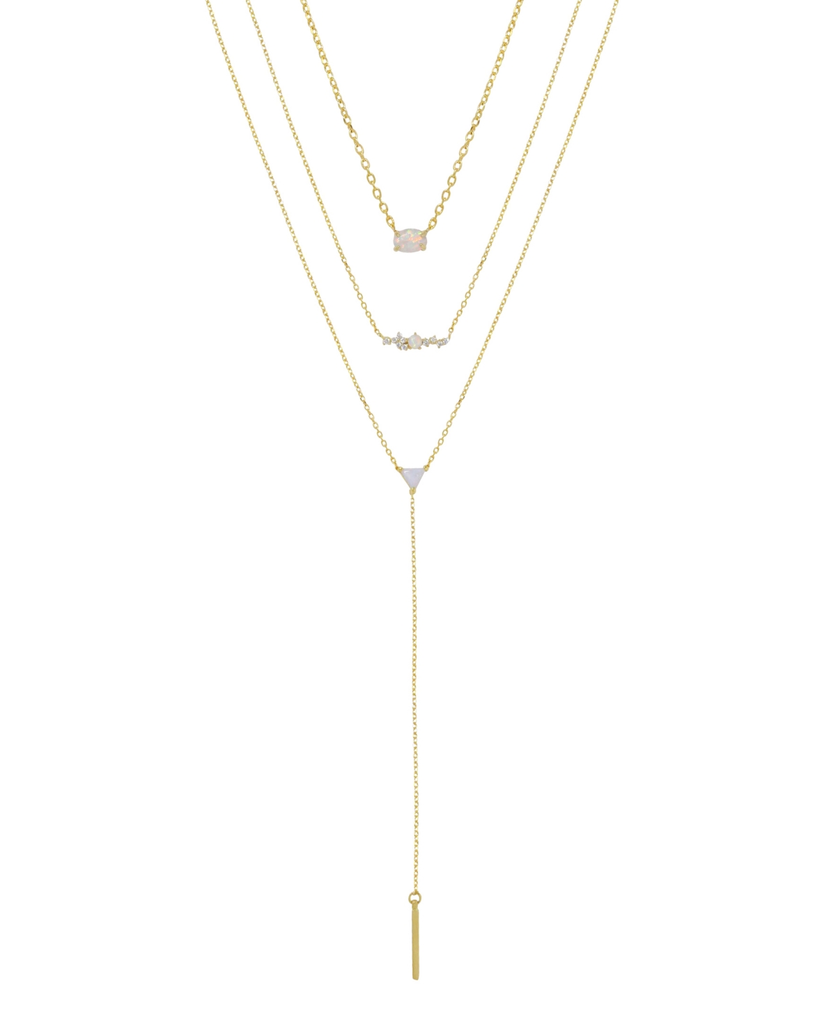 Layered Opal Lariat Necklace, Set of 3 - Gold