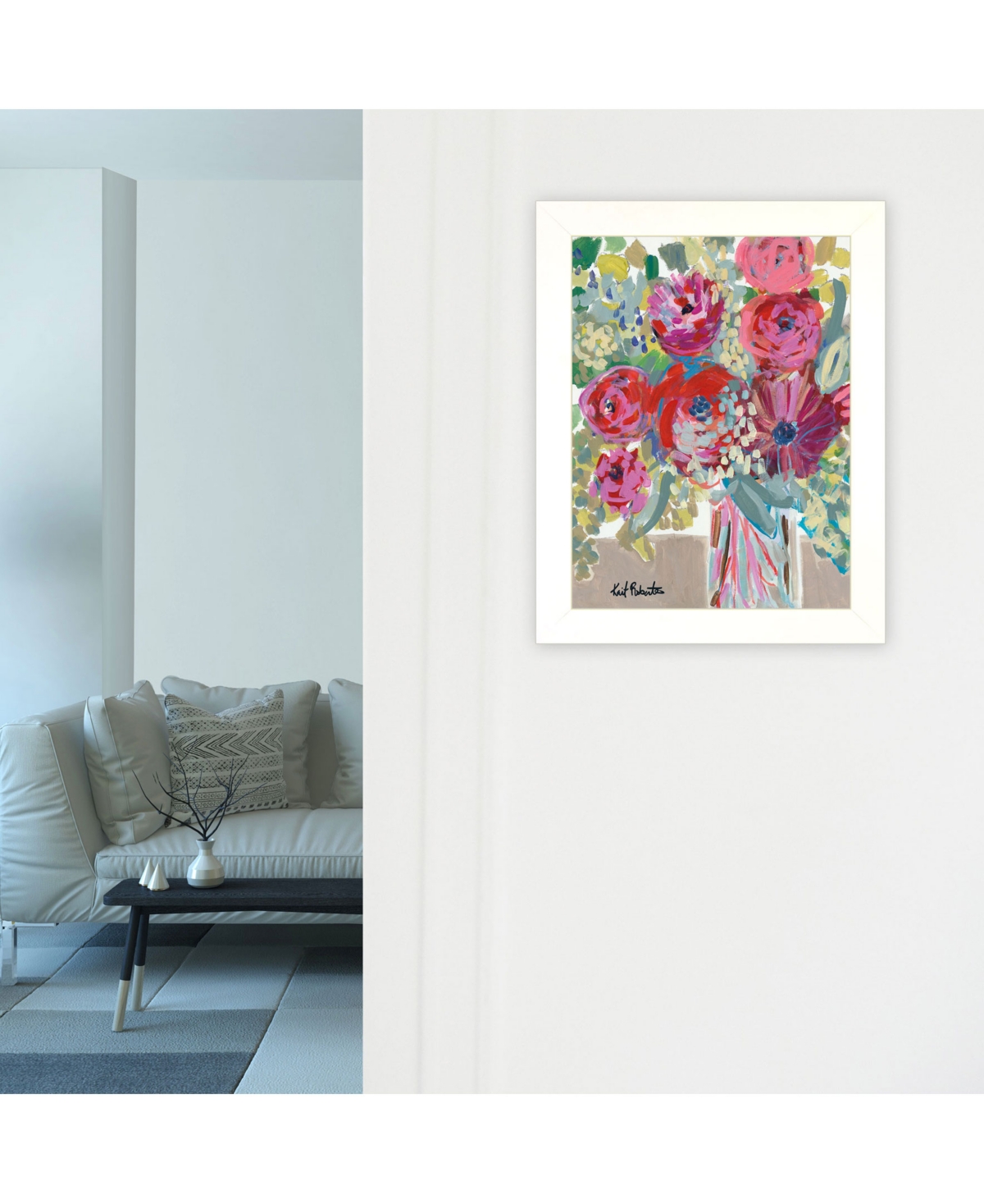 Trendy Decor 4U Blooming in the Window Sill by Kait Roberts, Ready to hang Framed Print, White Frame,