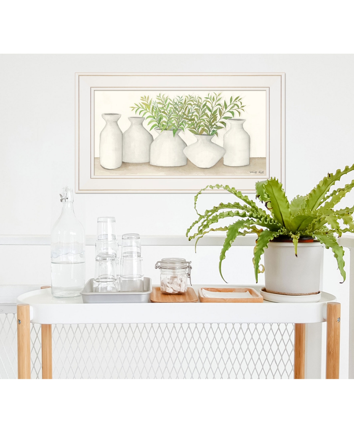 Trendy Decor 4U Simplicity in White Ii by Cindy Jacobs, Ready to hang Framed Print, White Frame,