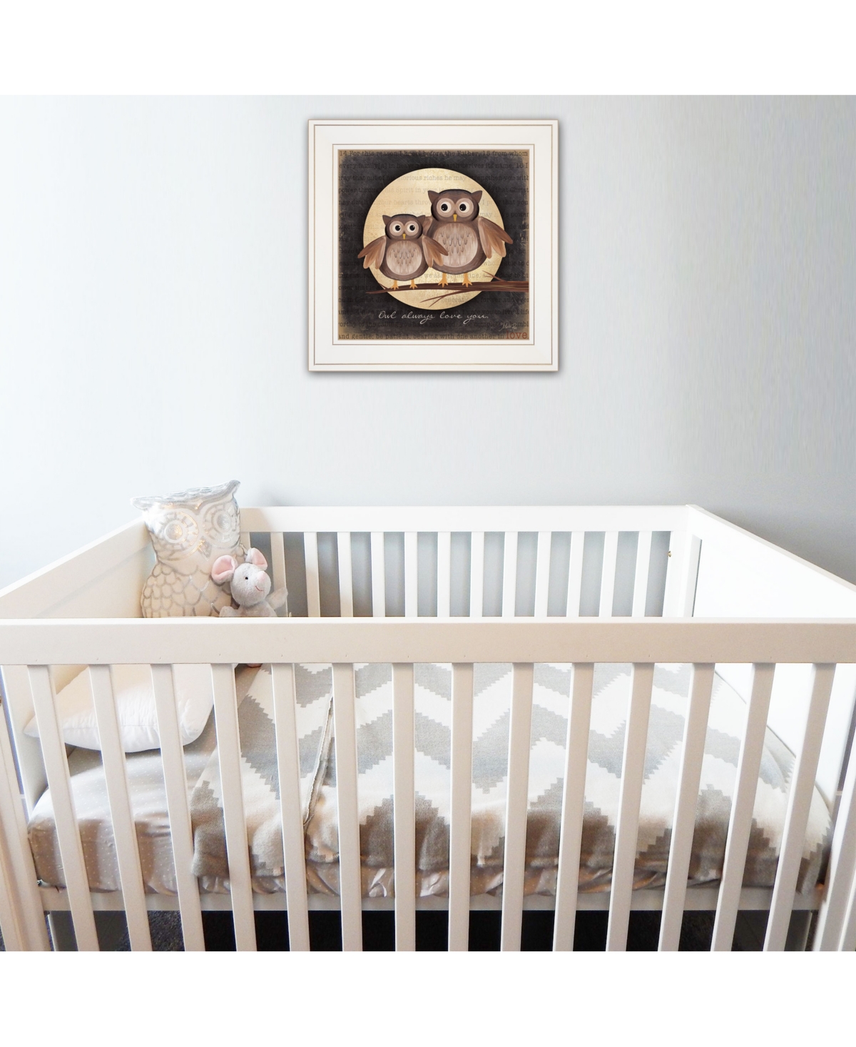 Trendy Decor 4U Owl Always Love Need You by Marla Rae, Ready to hang Framed Print, White Frame,
