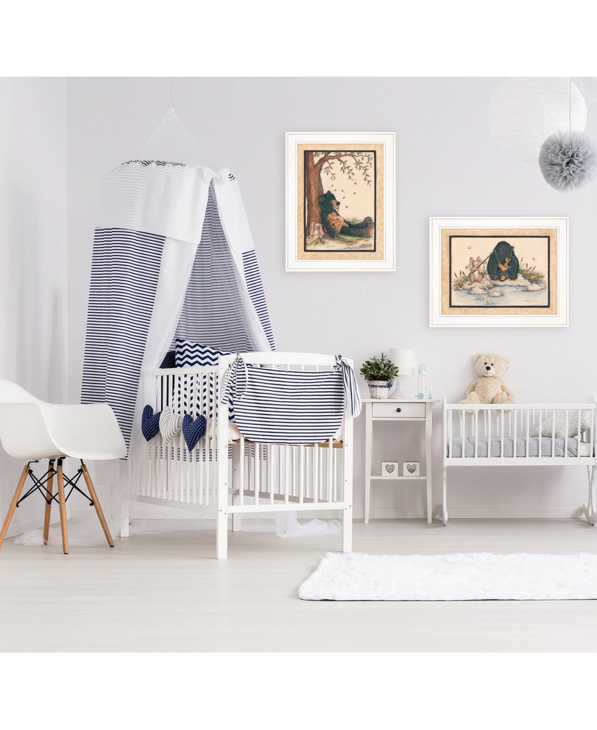 Trendy Decor 4U Gone Fishing 2-Piece Vignette by Mary June, White Frame,
