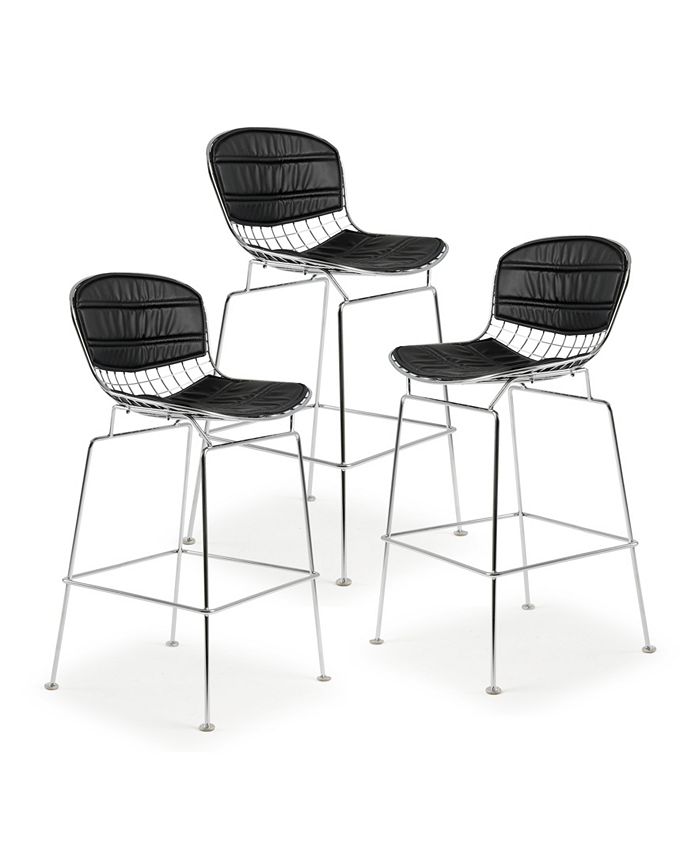 Edgemod Vegan Leather Counter Stool, Set of 3 Macy's