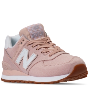 New Balance Women s 574 Gingham Casual Sneakers From Finish Line In Oyster Pink white ModeSens