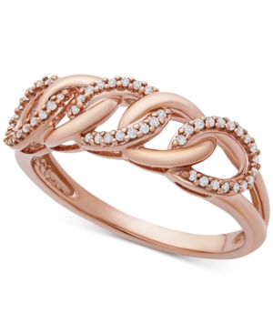 image of Diamond Chain Link Statement Ring (1/10 ct. t.w.) in 10k Rose Gold