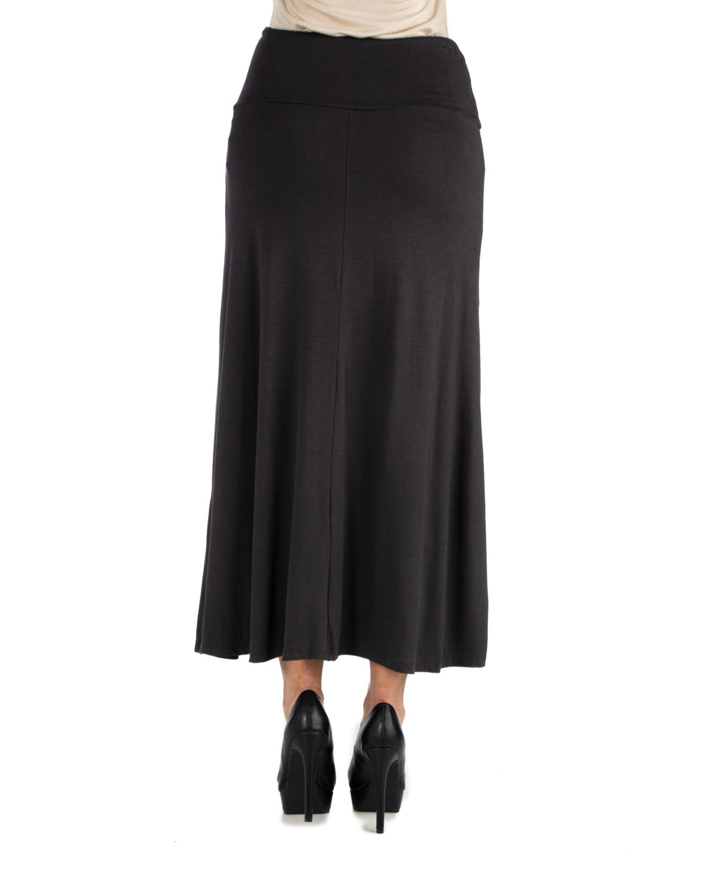 Женская юбка 24seven Comfort Apparel Women Elastic Waist Solid Color Maxi, цвет: Чёрный — фото 2