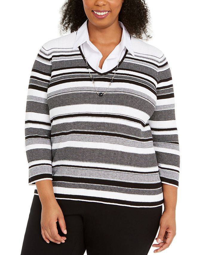 Alfred Dunner Plus Size Riverside Drive Layered Look Necklace Top Macy #39 s