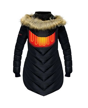 ActionHeat Women's 5V Battery Heated Long Puffer Jacket with Hood
