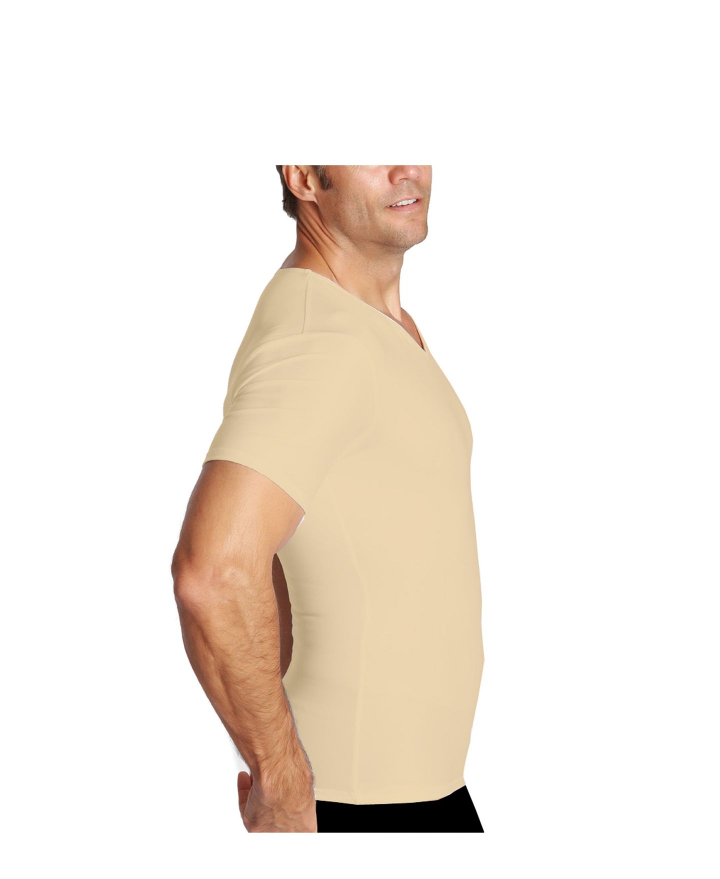 Мужская футболка Instaslim Insta Slim Compression Short Sleeve V-Neck, цвет: Чёрный — фото 10