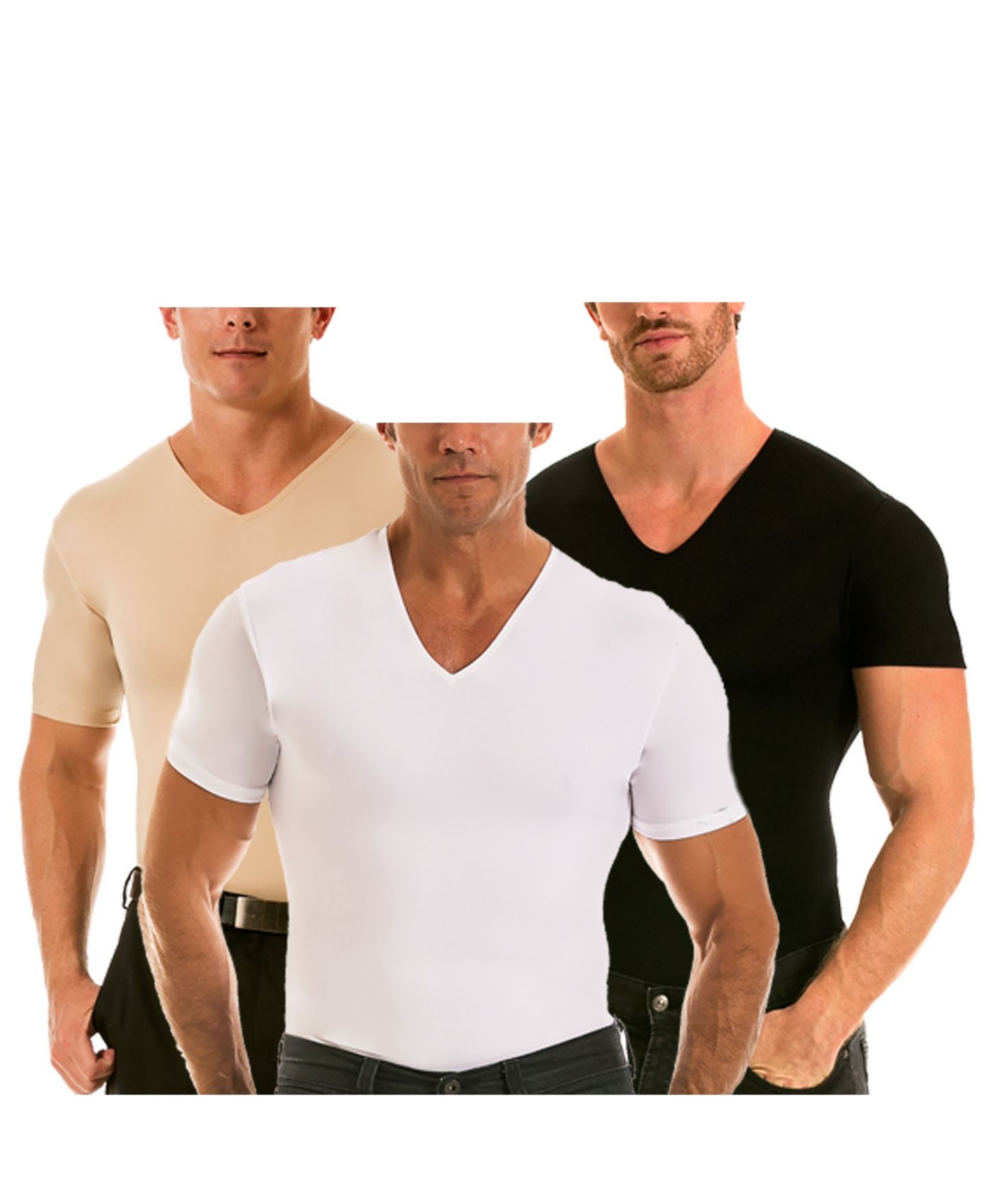 Мужские футболки Instaslim Insta Slim 3 Pack Compression Short Sleeve V-Neck, цвет: Чёрный — фото 2