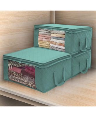 Foldable Storage Bag Organizers, Large Clear Window & Carry Handles, Great for Clothes, Blankets, Closets, Bedrooms, and more