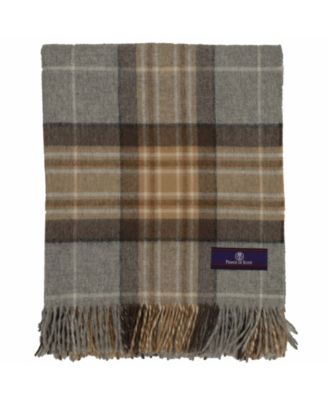 Highland Tartan Tweed Merino Wool Throw, 55" x 72"