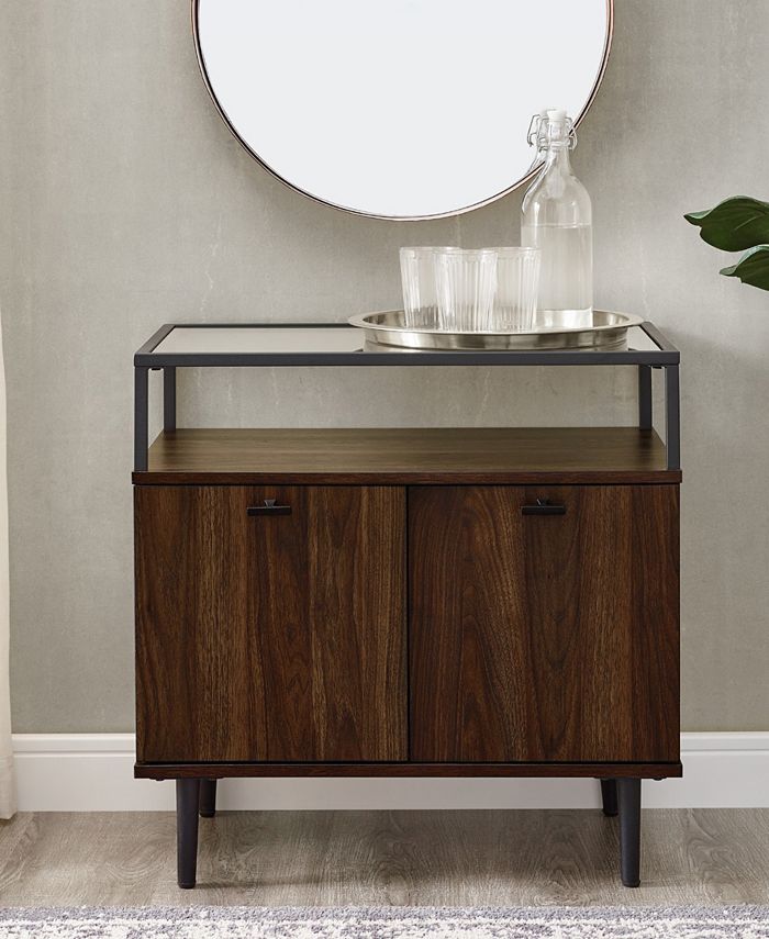 Walker Edison Modern Glass Top 2 Door Side Table Macy's