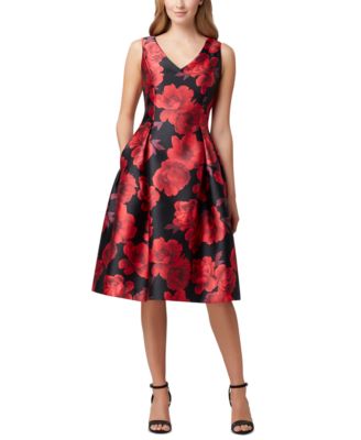 tahari floral jacquard dress