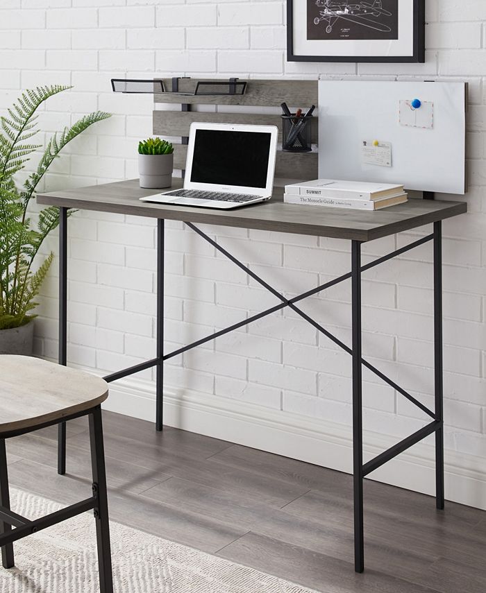 Walker Edison Modern Slat Back Adjustable Storage Writing Desk