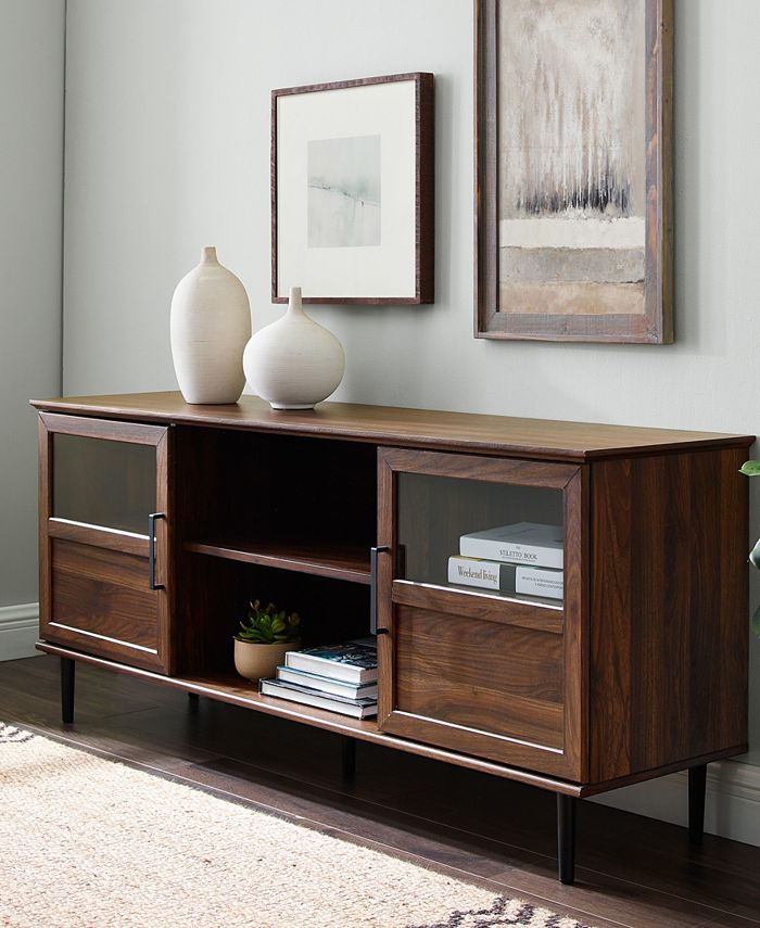Walker Edison Glass Wood Split Panel Door TV Console Macy's