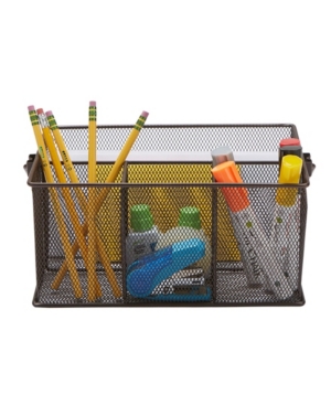 Mind Reader Metal Mesh Multi-Purpose Storage Basket Organizer with Handle Utensil Holder