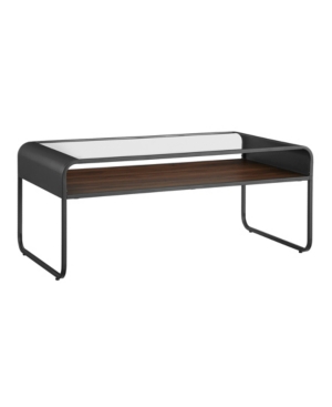 Walker Edison Modern Reversible Shelf Curved Metal Coffee Table