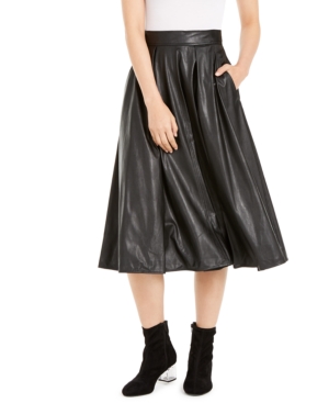 Marella Faux-leather Midi Skirt In Jersey Skirt