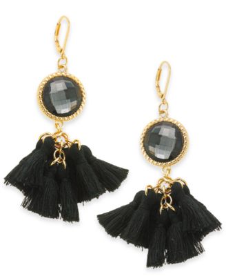 INC International Concepts - Gold-Tone Stone & Tassel Drop Earrings