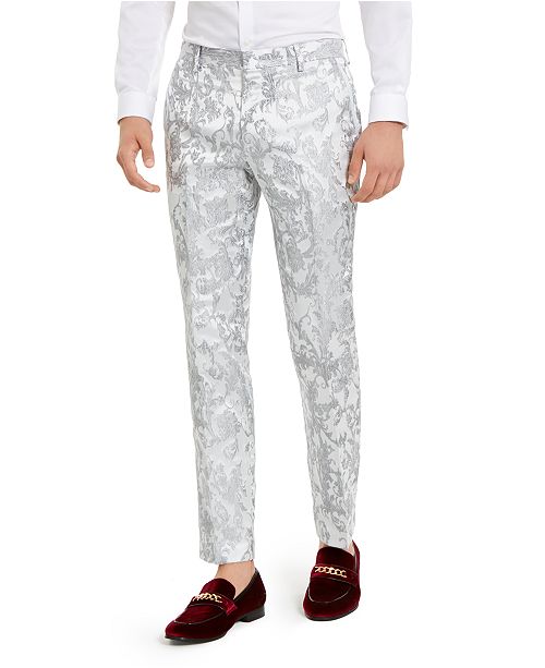 Inc Men S Slim Fit Embroidered Floral Jacquard Suit Pants Created