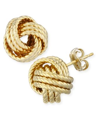 Rope Love Knot Stud Earrings in 14k Yellow or Rose Gold