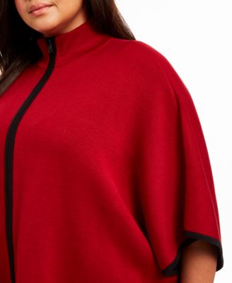 Anne Klein Plus Size Zip-Up Poncho Sweater