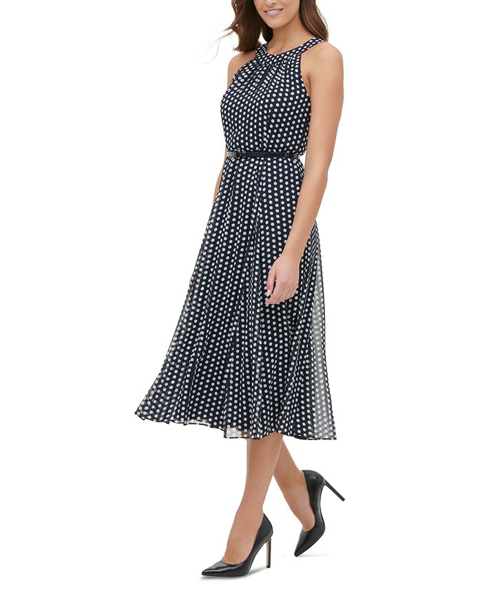 Tommy Hilfiger Belted Printed Midi Dress - Macy's