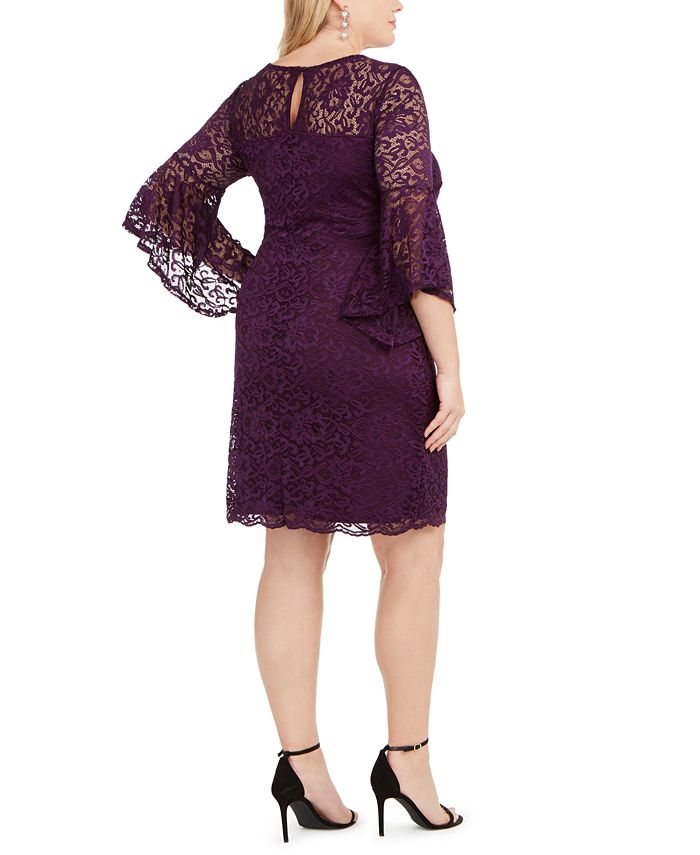 Love Squared Trendy Plus Size Bell-Sleeve Lace Dress - Macy's