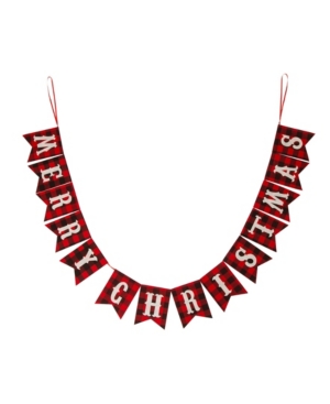 Glitzhome 8.75' L Merry Christmas Plaid Banner Garland In Red