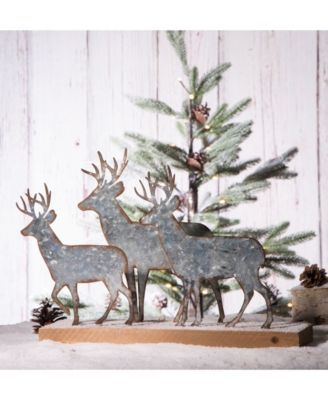 13.19" L Galvanized Metal Reindeer Table Decor