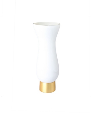 Shop Classic Touch Glass Vase With Gold Tone Base In White