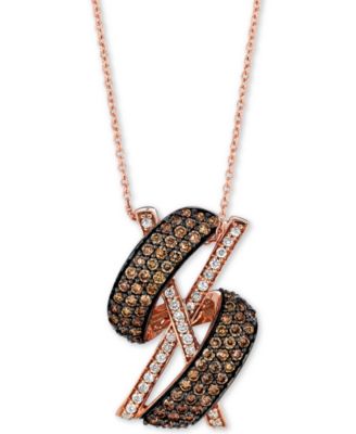 Le Vian - Diamond X Swirl 18" Pendant Necklace (1-1/10 ct. t.w.) in 14k Rose Gold