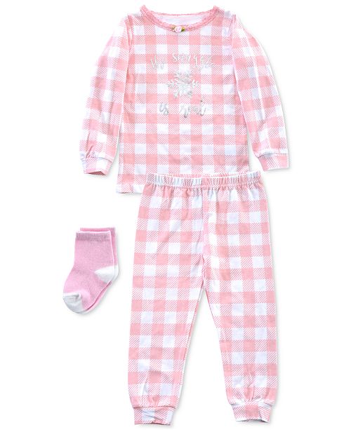 Max Olivia Baby Toddler Girls 3 Pc Pajamas Socks Set