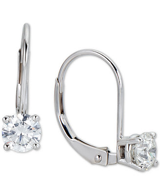 Macy's Diamond Solitaire Drop Earrings (3/4 ct. t.w.) in 14k White Gold ...