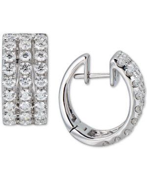 image of Diamond Triple-Row Small Hoop Earrings (3-1/2 ct. t.w.) in 14k White Gold, .75