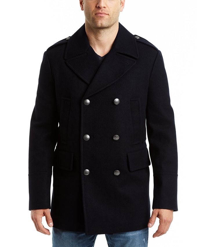 Vince Camuto Men's Double Breasted Nautical Peacoat Jacket - Macy's