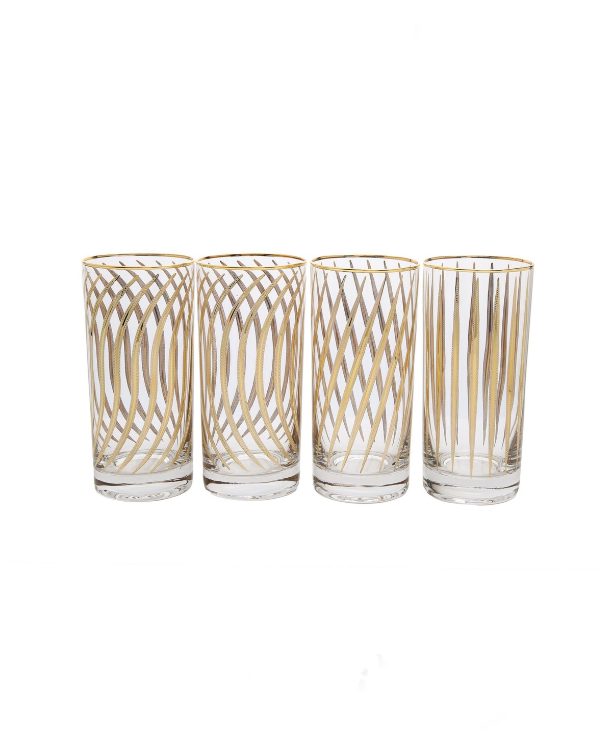 Classic Touch Set of 4 Mix and Match Water Tumblers with 24KDesign - Gold